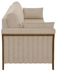 Sofá Living 3 Lugares 222cm Pés Madeira Roya Z32 Linho Cru - Mpozenato