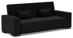 Sofá Cama para Sala de Estar Lisboa Linho Preto - Ibiza