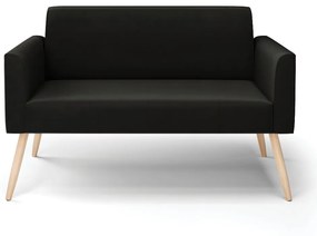 Sofá Namoradeira Pés Palito Natural Marisa Suede D03 - D'Rossi - Preto