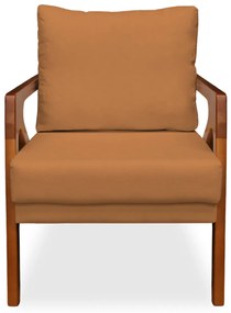 Poltrona Decorativa Amber Base De Madeira Veludo Telha