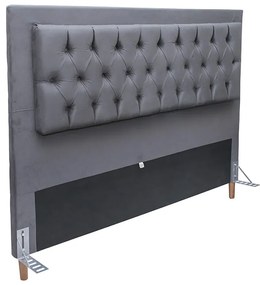 Cabeceira Cama Box King 195cm Paris Capitonê Suede Cinza - Sheep Estofados - Cinza