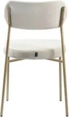 Cadeira Jantar Estofada Pé Metal Rosê Lavy Linho Bege S08   - Mpozenat