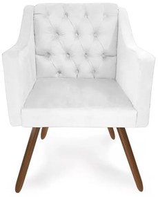 Kit 2 Poltronas Decorativas Capitonê Amanda Retrô Corano Branco - Loja Sheep - Branco