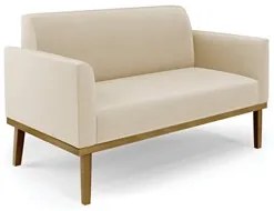 Sofá Namoradeira Base Madeira Castanho Maressa Suede Bege - Ibiza