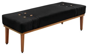Divã Recamier Banco Base Madeira para Quarto Gênova 90cm Suede S04 - D'Rossi - Preto