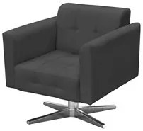 Poltrona Decorativa Base Cromada Giratória Ana Suede Grafite - Ibiza