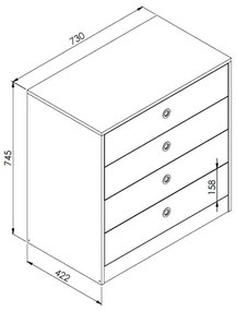 Cômoda Quarto Infantil Com 4 Gavetas Amore Meu Fofinho