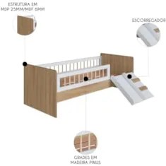 Cama Infantil Com Escorregador Lumiar C06 Aveiro/Branco - Mpozenato