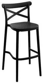 Banqueta Plats Preta em Polipropileno Assento Simulando Palha Or Design