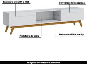 Rack Bancada 2 Gavetas 218cm Amy Branco Acetinado G29 - Gran Belo
