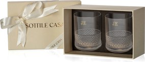 Conjunto 2 Copos de Cristal Mozart p/ Whisky On the Rocks 300ml Lapidado 53 c/ Caixa de Presente