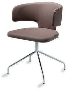 Cadeira Hug Slim Assento Estofado Linho Trufa com Base Cromada - 46888 Sun House