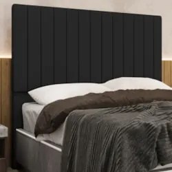 Cabeceira Cama Box Queen 160cm Estofada Plutus Sintético Preto Z04 - M