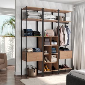 Roupeiro Industrial Modulado Napoli 2 Gavetas 8 Nichos Casal Preto/Demolição G79 - Gran Belo