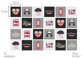 Adesivo Londres - Conjunto com 24 peças