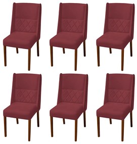 Kit 6 Cadeiras de Jantar Lecce Veludo Bordo