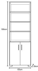 Estante Livreiro 2 Portas Pequenas 6 Prateleiras Office Branco White