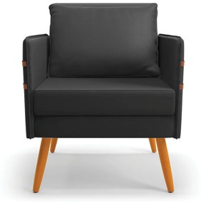 Kit 01 Namoradeira 02 Lugares e 01 Poltrona Mari Corino Preto Pés Palito Castanho - D'Rossi