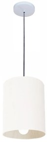 Lustre Pendente Cilíndrico Md-4200 Cúpula em Tecido 14x15cm Branco - Bivolt