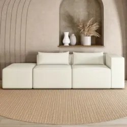 Sofá 4 Lugares 323cm Com Puff Esquerdo Fay Bouclê Branco Z55  - Mpozen