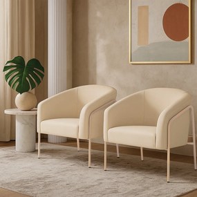 Poltrona Sala Industrial Alta Champanhe Kit 2 Stella Suede D03 - D'Rossi - Bege