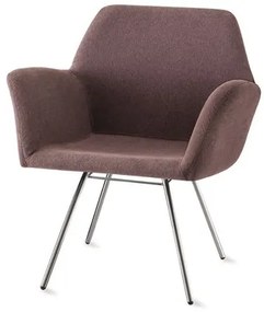 Poltrona Miro Assento Estofado Rustico Marrom Base Cromada - 55871 Sun House
