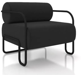 Poltrona Sala de Estar Industrial Preto Ameli Veludo K01 - D'Rossi - Preto