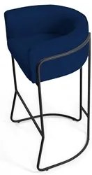 Kit 2 Banquetas Decorativas Base Aço Preto Betina Veludo C-304 Azul Ma