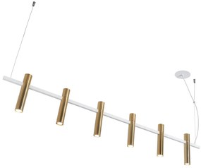 Pendente Cravo 3,8X20X130Cm Focos Simetricos 6Xmr11 - Usina 16970/6 (BT - Branco Texturizado)