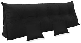 Kit Almofada Mel 1,95 + 2 Almofadas 40x40 Suede Preto