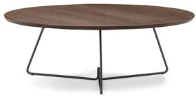 Mesa Centro Redonda Ovale Tampo Amêndoa com Base Grafite 90cm - 77363 Sun House
