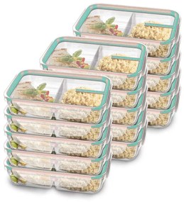 Kit 15 Potes de Plástico com Travas e Divisória 730ml - Verde