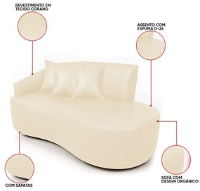 Sofá 2 Lugares Orgânico 140 cm Morgan Sintético PU D03 - D'Rossi  - Bege