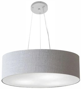 Lustre Pendente Cilíndrico Md-4136 Cúpula em Tecido 80x15cm Rustico Cinza - Bivolt