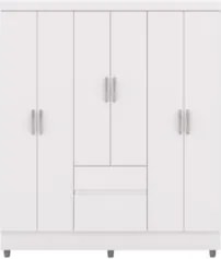 Guarda Roupa Solteiro 154cm Com 6 Portas Mayra Branco Flex V02 - Mpoze