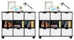 Kit 2 Nichos Organizadores 6 Gavetas com Rodízios Preto/Branco - Qmovi