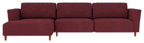 Sofá 350cm com Chaise Esquerda Franz Suede Bordô G52 - Gran Belo