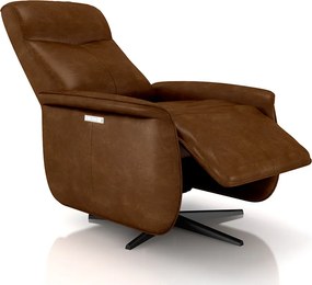 Poltrona do Papai Reclinável Power Elétrica Anakin Base Estrela Giratória USB Couro Marrom Brilho G76 - Gran Belo