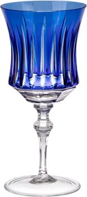 Taça de Cristal Lapidado Artesanal p/ Água - Azul - 66  Azul Escuro - 66