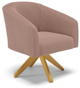 Poltrona Sala Decorativa Giratória Madeira Stella Bouclê D03 - D'Rossi - Rose