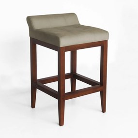 kit 2 Banquetas Alta Lotus Base Madeira Maciça Estofada Suede Nude