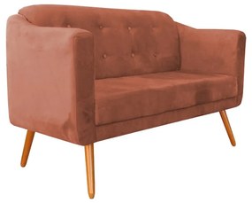 Namoradeira Bruna 1,40 m 2 Lugares Pés Palito Suede Telha