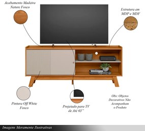 Rack Bancada Decorativo Audrey MDP/MDF TV até 65 Polegadas Nature/Off White G77 - Gran Belo