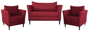 Conjunto Sofá 2 Lugares com 2 Poltronas Pés Palito Lubbock Couro Vermelho G58 - Gran Belo