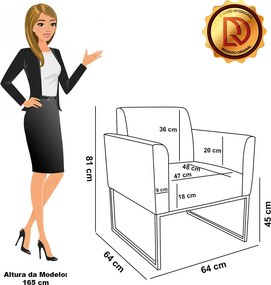 Poltrona Base Industrial Preto Marisa Linho Bege A19 D03 - D'Rossi