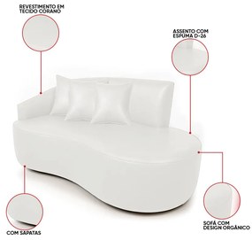 Sofá 2 Lugares Orgânico 140 cm Morgan Sintético PU D03 - D'Rossi  - Branco