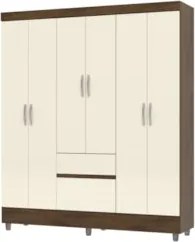 Guarda Roupa Solteiro 154cm Com 6 Portas Mayra Imbuia/Champanhe V02 -
