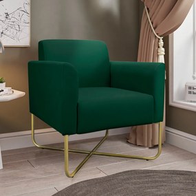 Kit 2 Poltronas Decorativas Isabella Base X Suede Verde/Dourado G19 - Gran Belo