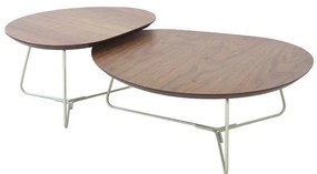 Conjunto Mesa Centro Infinity Tampo Nogueira Base Gold - 78157 Sun House