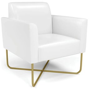 Poltrona Base X Industrial Dourado Marisa Corano D03 - D'Rossi - Branco